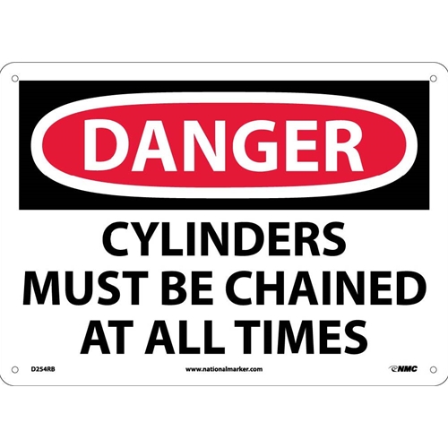 Danger Cylinders Must Be Chained At All Times Sign (D254RB)