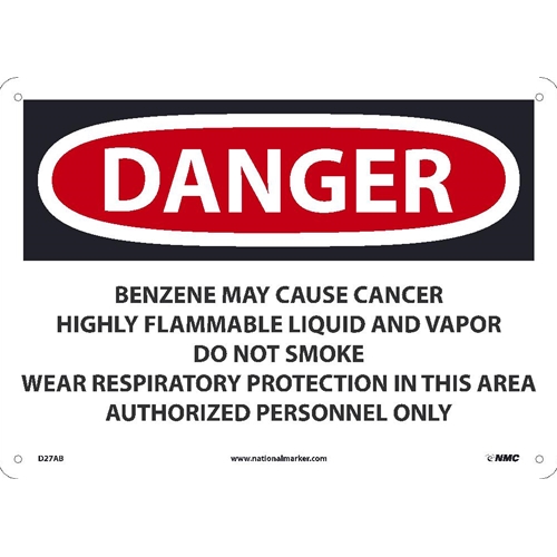 Danger Benzene May Cause Cancer Sign (D27AB)