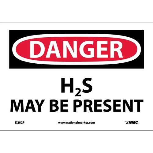 Danger H2S May Be Present Sign (D282P)