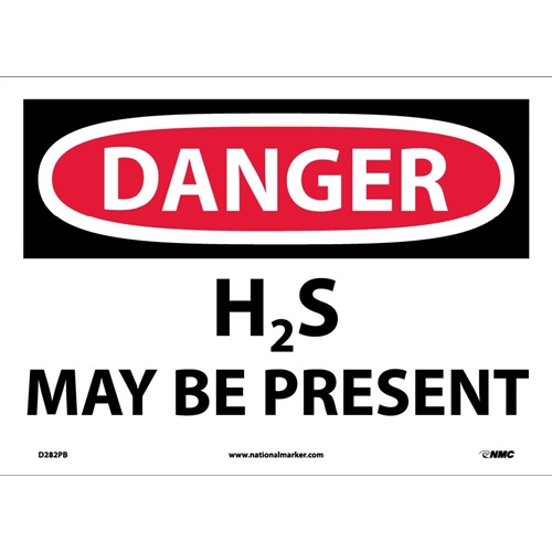 Danger H2S May Be Present Sign (D282PB)