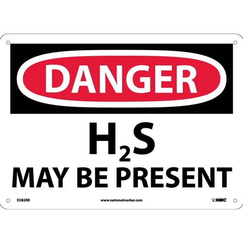 Danger H2S May Be Present Sign (D282RB)