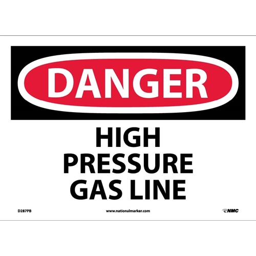Danger High Pressure Gas Line Sign (D287PB)