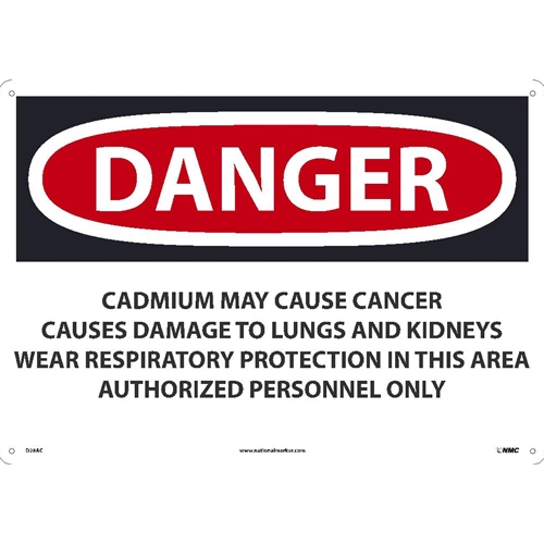 Danger Cadmium May Cause Cancer Sign (D28AC)