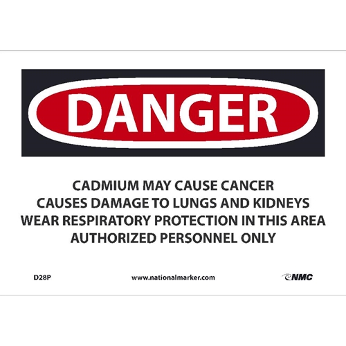 Danger Cadmium May Cause Cancer Sign (D28P)