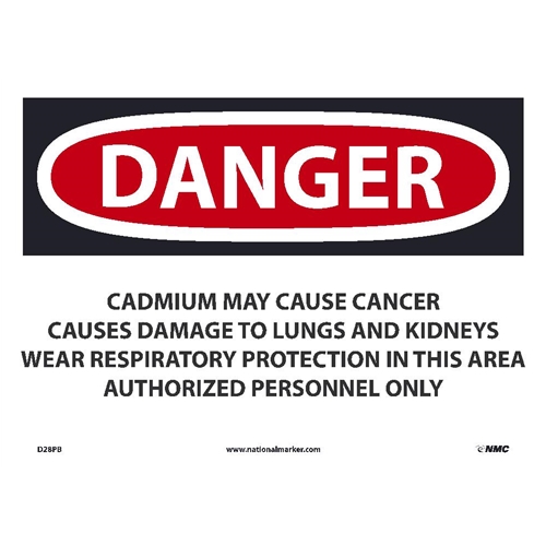 Danger Cadmium May Cause Cancer Sign (D28PB)