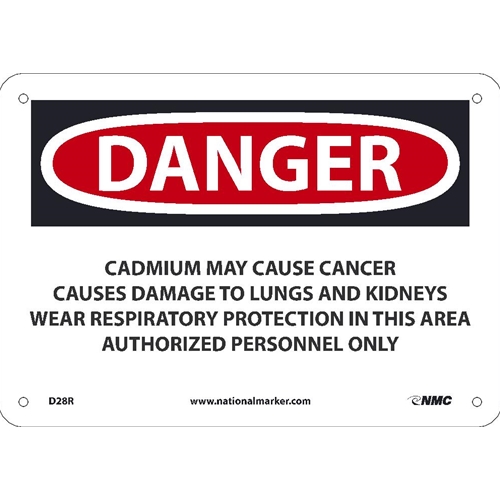 Danger Cadmium May Cause Cancer Sign (D28R)