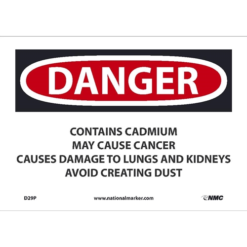 Danger Contains Cadmium May Cause Cancer Sign (D29P)