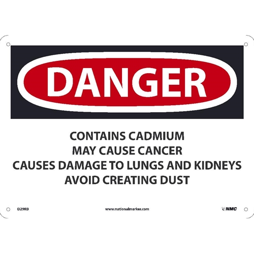 Danger Contains Cadmium May Cause Cancer Sign (D29RB)