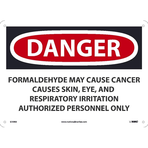 Danger Formaldehyde May Cause Cancer Sign (D30RB)