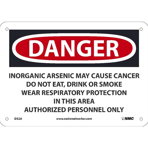 Danger Inorganic Arsenic May Cause Cancer Sign (D32A)