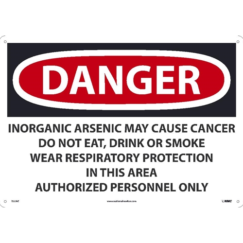 Danger Inorganic Arsenic May Cause Cancer Sign (D32AC)