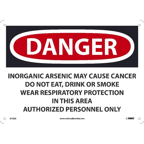 Danger Inorganic Arsenic May Cause Cancer Sign (D32EB)