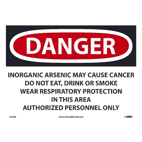 Danger Inorganic Arsenic May Cause Cancer Sign (D32PB)