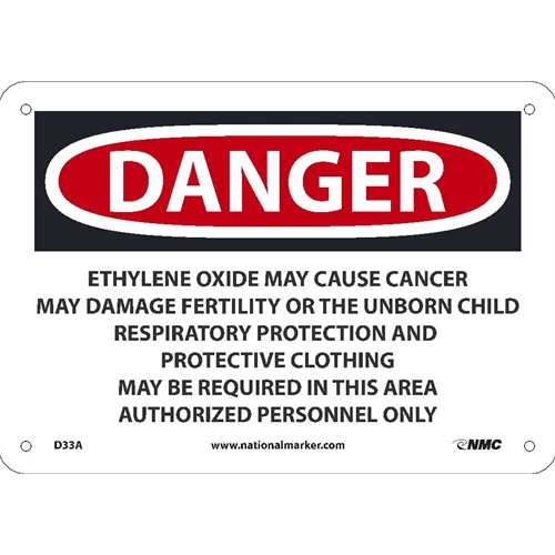 Danger Ethylene Oxide May Cause Cancer Sign (D33A)