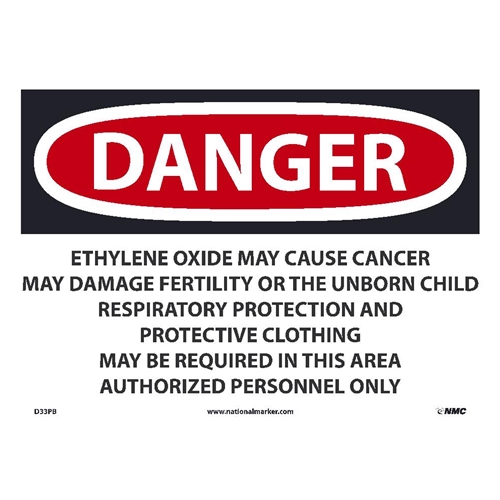 Danger Ethylene Oxide May Cause Cancer Sign (D33PB)