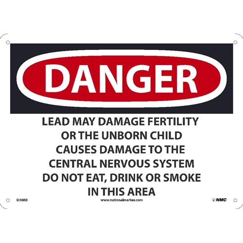 Danger Lead Work Area Sign (D36RB)