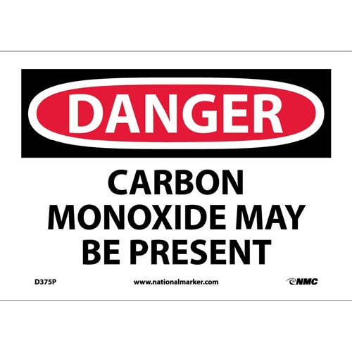 Danger Carbon Monoxide May Be Present Sign (D375P)