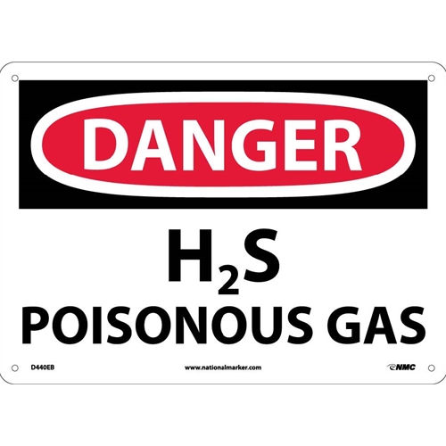 Danger H2S Poisonous Gas Sign (D440EB)