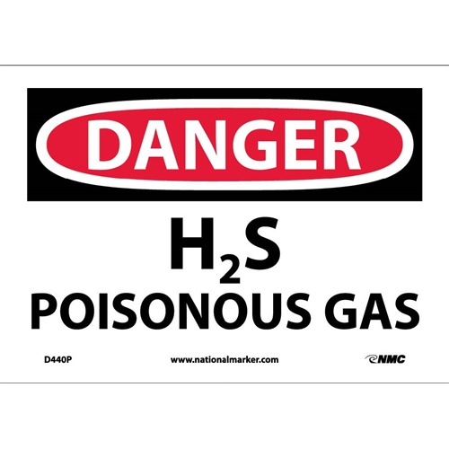 Danger H2S Poisonous Gas Sign (D440P)