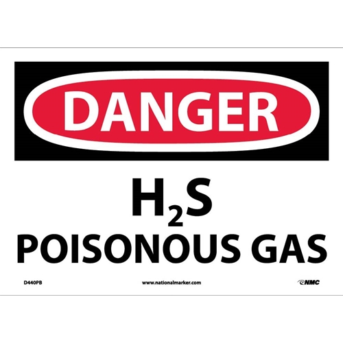 Danger H2S Poisonous Gas Sign (D440PB)