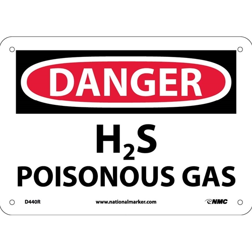 Danger H2S Poisonous Gas Sign (D440R)