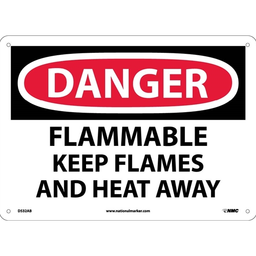 Danger Flammable Keep Flames And Heat Away Sign (D532AB)