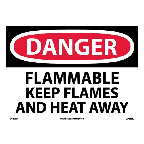 Danger Flammable Keep Flames And Heat Away Sign (d532pb)