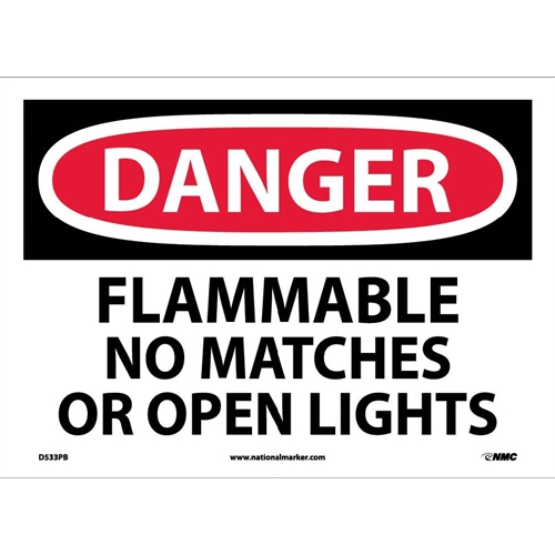 Danger Flammable No Matches Or Open Lights Sign (D533PB)