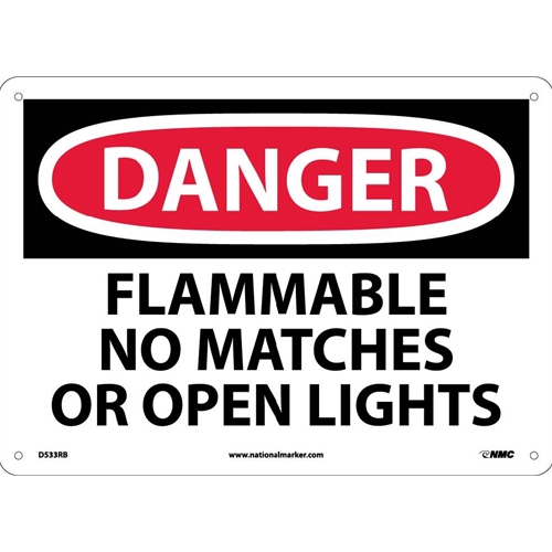Danger Flammable No Matches Or Open Lights Sign (D533RB)