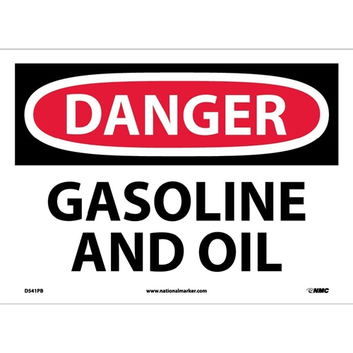 Danger Gasoline And Oil Sign (D541PB)