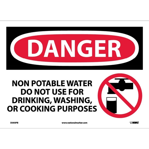Danger Non-Potable Water Do Not Use Sign (D593PB)