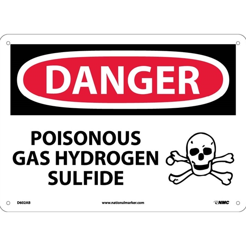 Danger Poisonous Gas Hydrogen Sulfide Sign (D602AB)