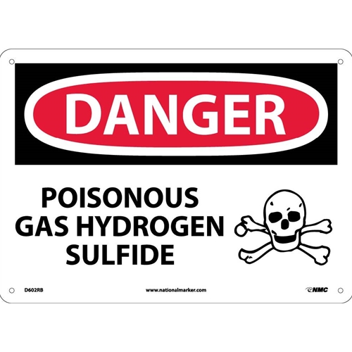Danger Poisonous Gas Hydrogen Sulfide Sign (D602RB)