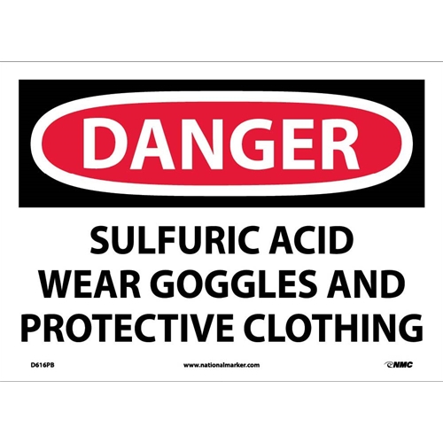 Danger Sulfuric Acid Use Protection Sign (D616PB)