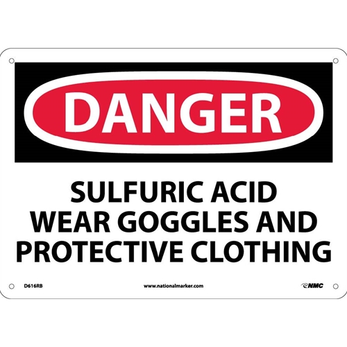 Danger Sulfuric Acid Use Protection Sign (D616RB)