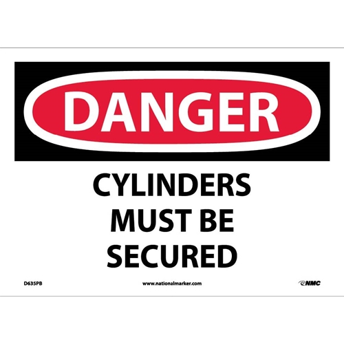 Danger Cylinders Must Be Secured Sign (D635PB)