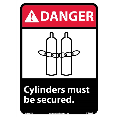Danger Cylinders Must Be Secured Sign (DGA37PB)
