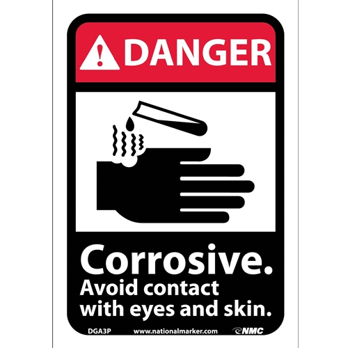 Danger Corrosive Avoid Contact With Eyes And Skin Sign (DGA3P)