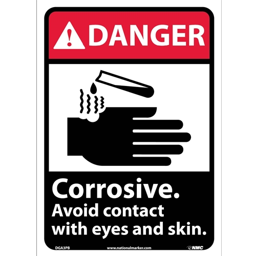 Danger Corrosive Avoid Contact With Eyes And Skin Sign (DGA3PB)