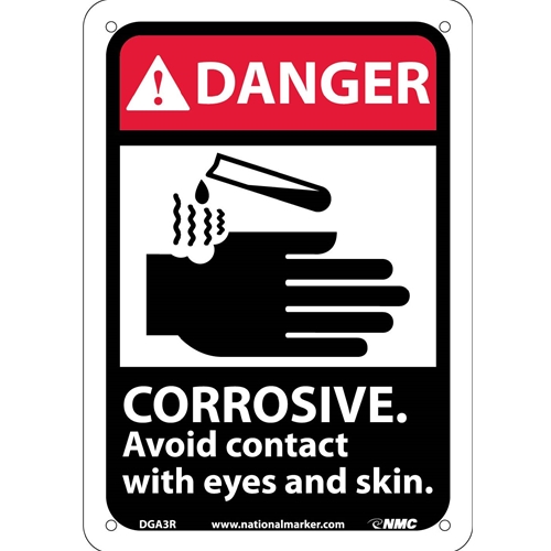 Danger Corrosive Avoid Contact With Eyes And Skin Sign (DGA3R)