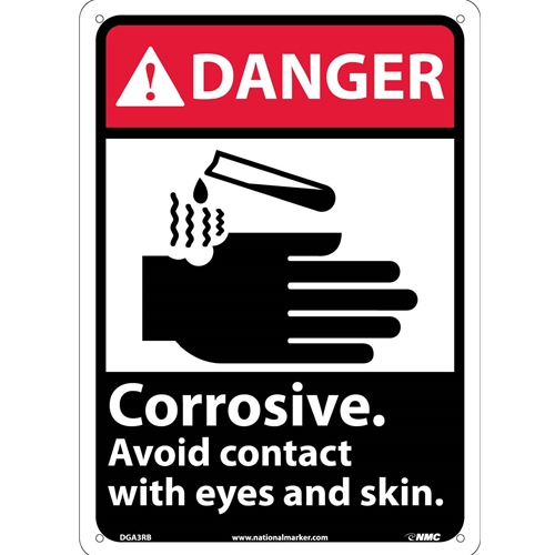Danger Corrosive Avoid Contact With Eyes And Skin Sign (DGA3RB)