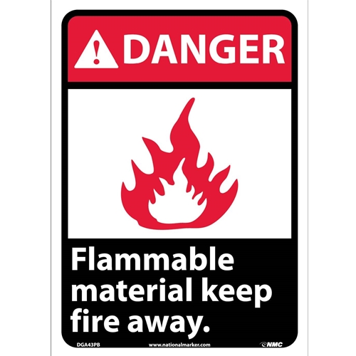 Danger Flammable Material Keep Fire Away Sign (DGA43PB)
