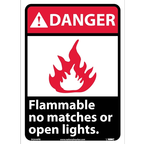 Danger Flammable No Matches Or Open Lights Sign (DGA44PB)