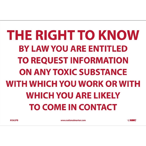 Right To Know Sign (M362PB)