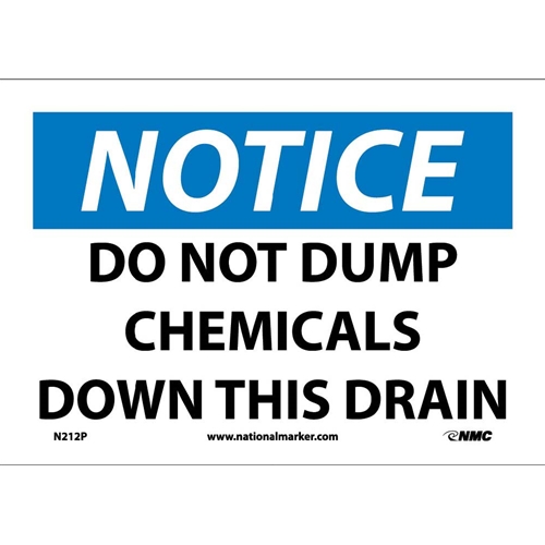 Notice Do Not Dump Chemicals Sign (N212P)