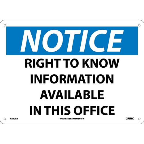 Notice Right To Know Information Available Sign (N240AB)