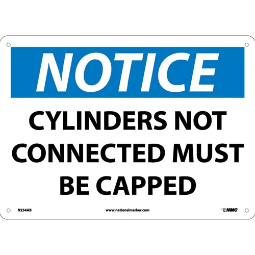 Notice Cylinders Not Connected Must Be Capped Sign (N254AB)