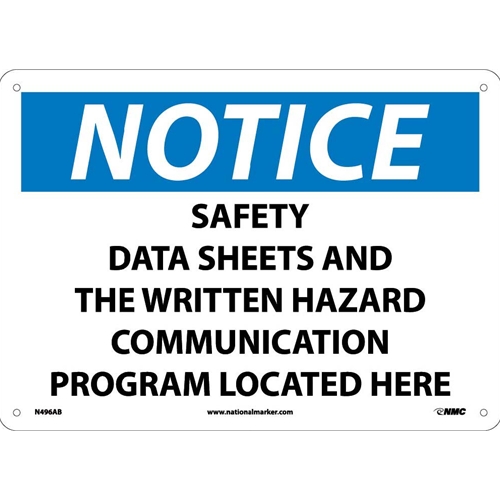 Notice Safety Information Located Here Sign (N496AB)