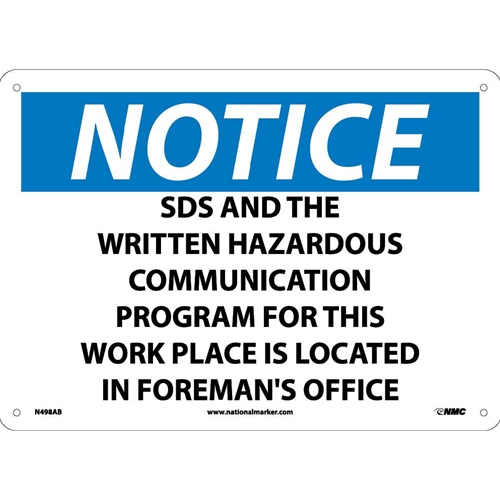 Notice Sds Information Located Here Sign (N498AB)
