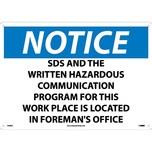 Notice Sds Information Located Here Sign (N498PB)